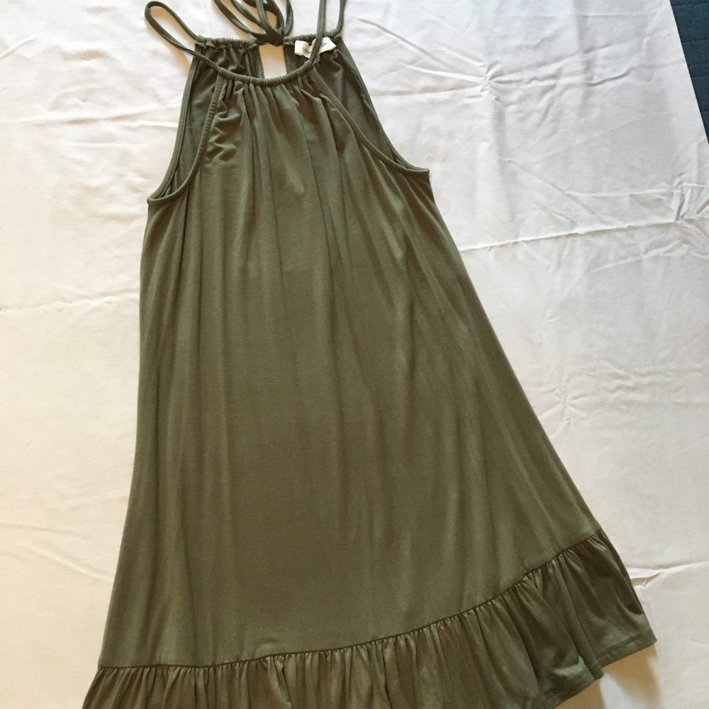 CREAM & SUGAR Olive Green Swing Sundress Size S